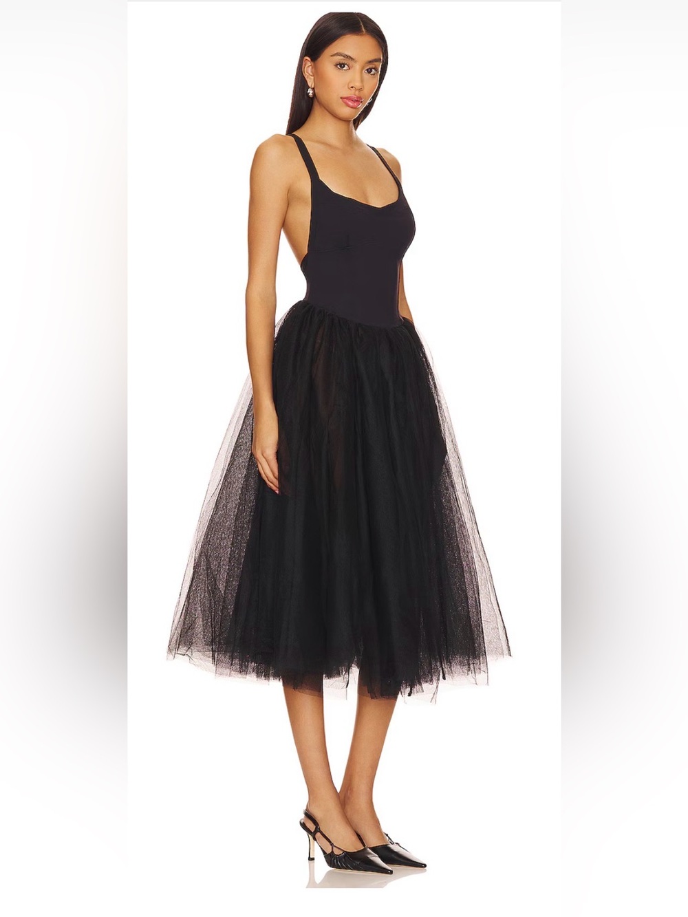 Free People X Intimately Fp Let's Talk Tutu Slip Dress In Black
